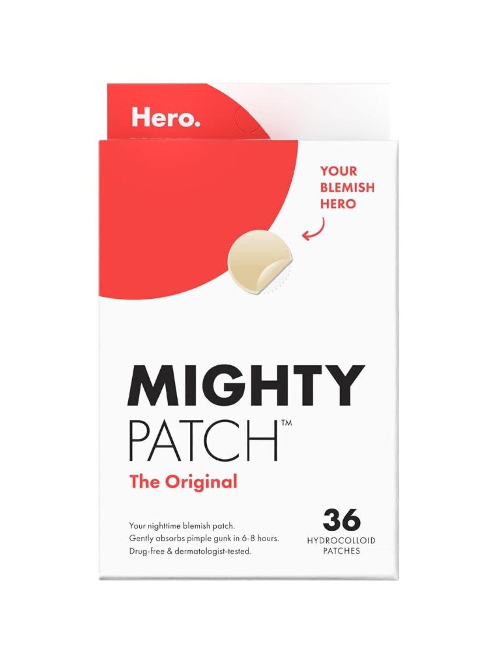 Mighty Patch Hero Cosmetics Original Nighttime Acne Pimple Patches, 36 Ct